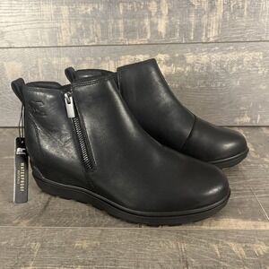 Sorel Waterproof Leather Ankle Boots Black Zip Womens 9.5 Minimal Winter Wear